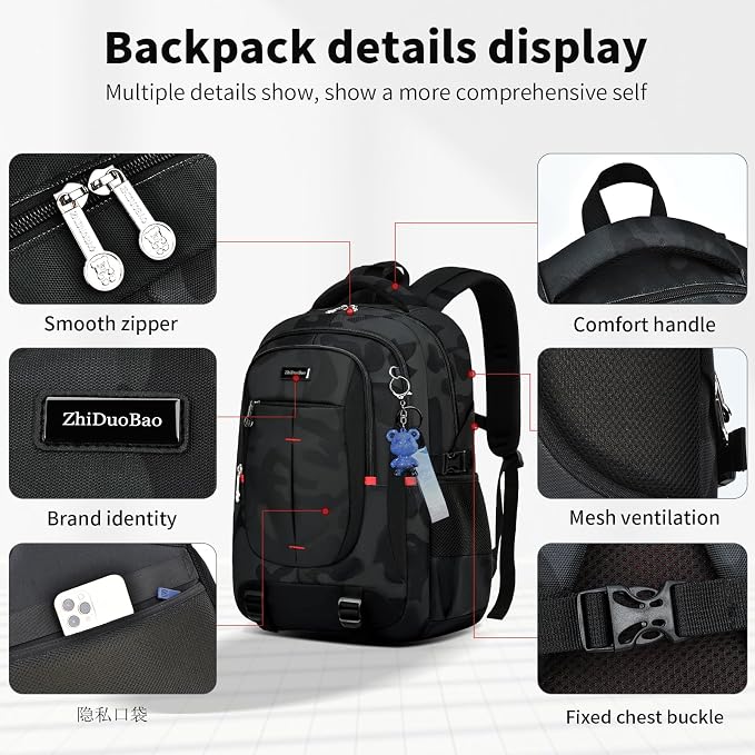 schoolbags for Middle school and high school student，high-capacity camo - Image 4