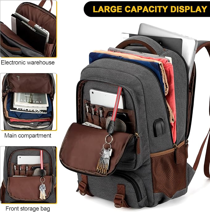 Tzowla Canvas Laptop Backpack, Bag - Image 3