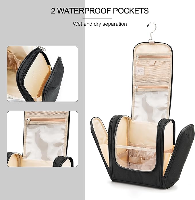 Travel Hanging Toiletry Bag for Women and Men, 6 Organizer Compartments - Image 5