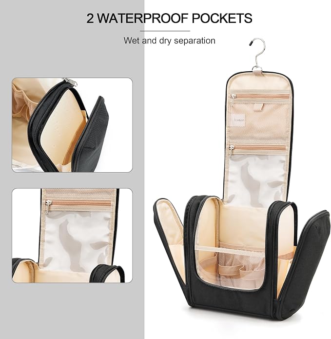 Hanging Travel Toiletry Bag for Women and Men, 6 Organizer Compartments - Image 5