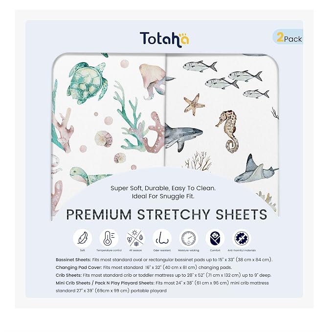 TotAha Premium Soft Pack n Play Sheets, Super Stretchy Jersey Knit Mini Crib by TotAha%7CUnitedStates
