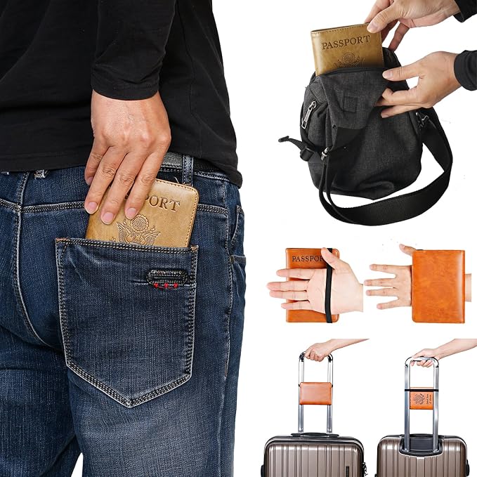 Passport Holder Cover Wallet Travel Essentials RFID Blocking Leather Card Case - Image 6