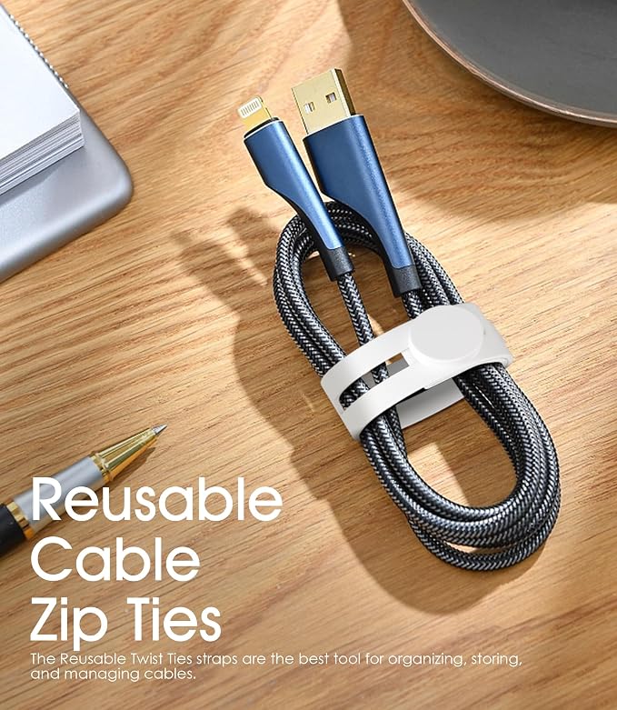 40Pcs Nearockle Reusable Cable Ties, Adjustable Silicone Cord Organizer Small - Image 6