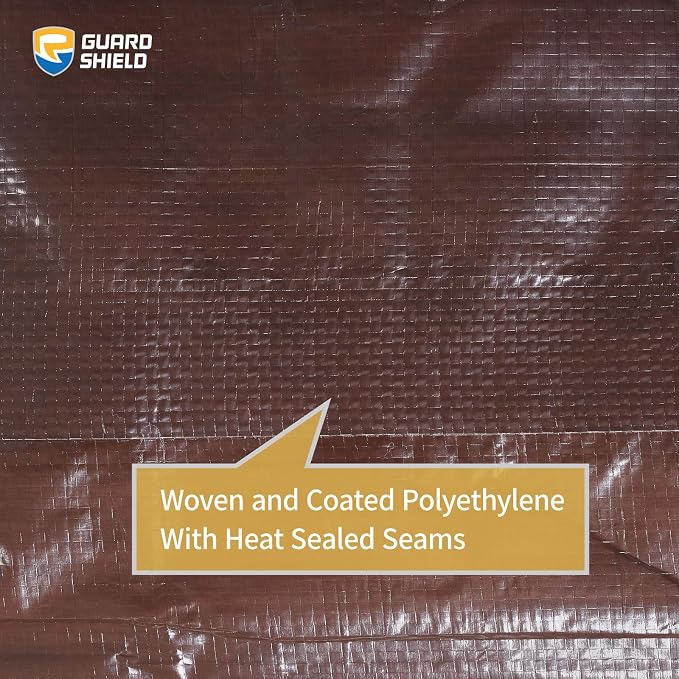 GUARD SHIELD Brown Tarp 12x20 Feet Waterproof Tarps Lightweight Camping Tarp - Image 4