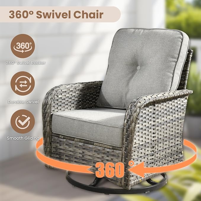 HOOOWOOO Patio Furniture Set, 5 Pieces Outdoor Conversation Set, All Weather - Image 2