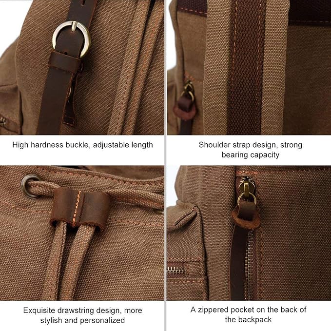 AUGUR High Capacity Canvas Vintage Backpack - Image 7