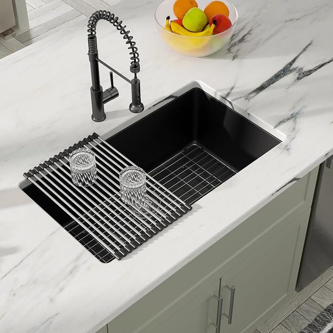 Dcolora 33 Inch Granite Composite Kitchen Sink, Round Corner - Image 2