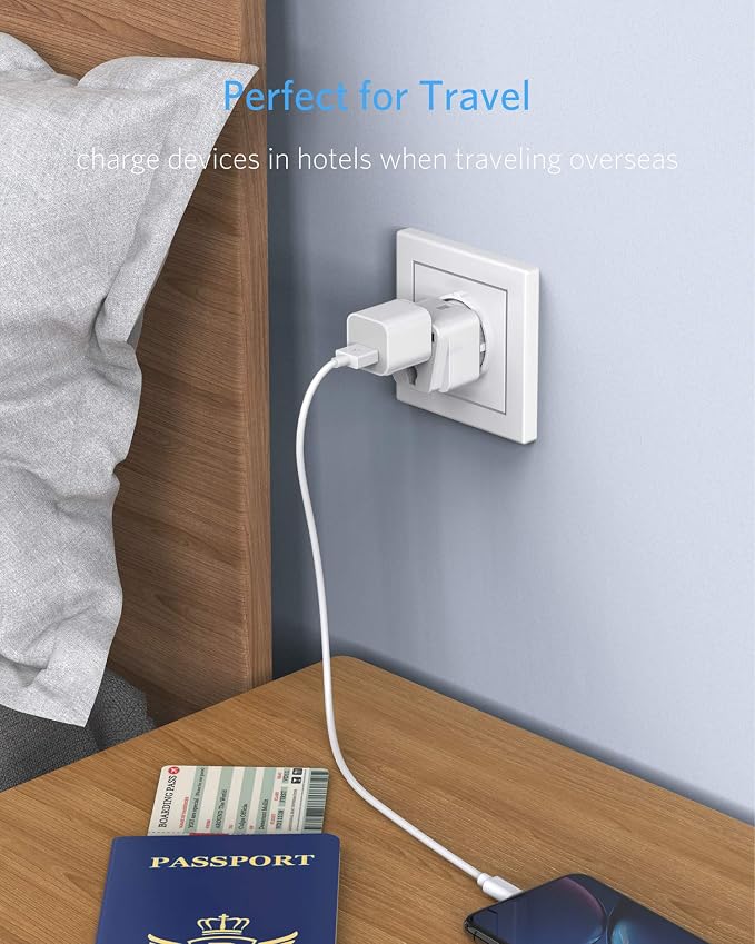 BESTEK Europe Travel Plug Adapter, Grounded Universal Type E/F Plug Adapter EU - Image 2