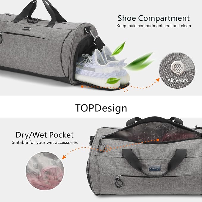 TOPDesign Gym Bag for Women & Men, Unisex Duffel Bag - Image 6