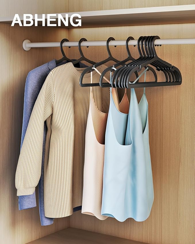 80 Pack Clothes Hangers, Non Slip Plastic Coat Hangers, Space Saving Hangers - Image 2
