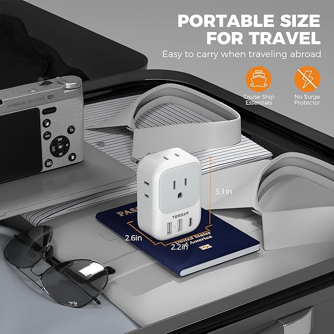 Switzerland Power Adapter 2 Pack, TESSAN Type J Adaptor - Image 5