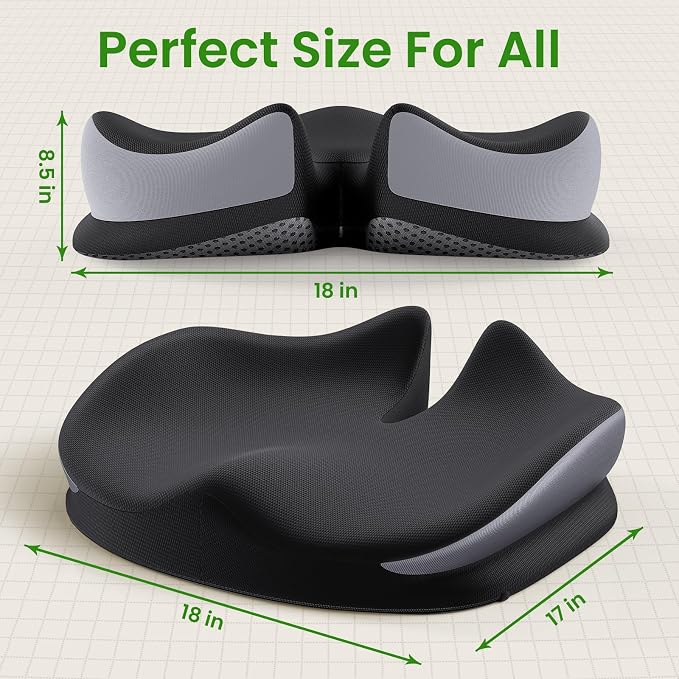 Benazcap Large Seat Cushion for Office Chair Memory Foam Coccyx Pain Relief - Image 5