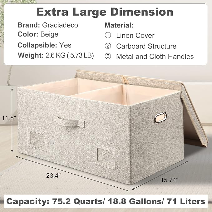 75 Quarts Extra Large Decorative Storage Bins - Image 2