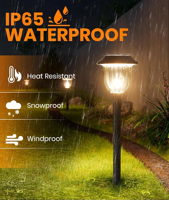 AOSEA Solar Outdoor Lights, IP 65 Waterproof Solar Powered Driveway Lights - Image 6