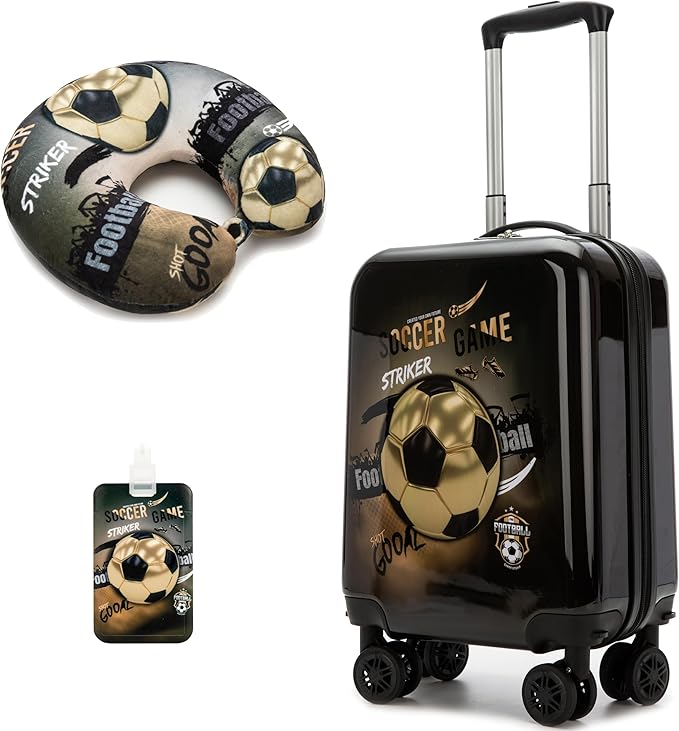 Kids Football Suitcase Set for Boys Hardside Luggage by Homskiii