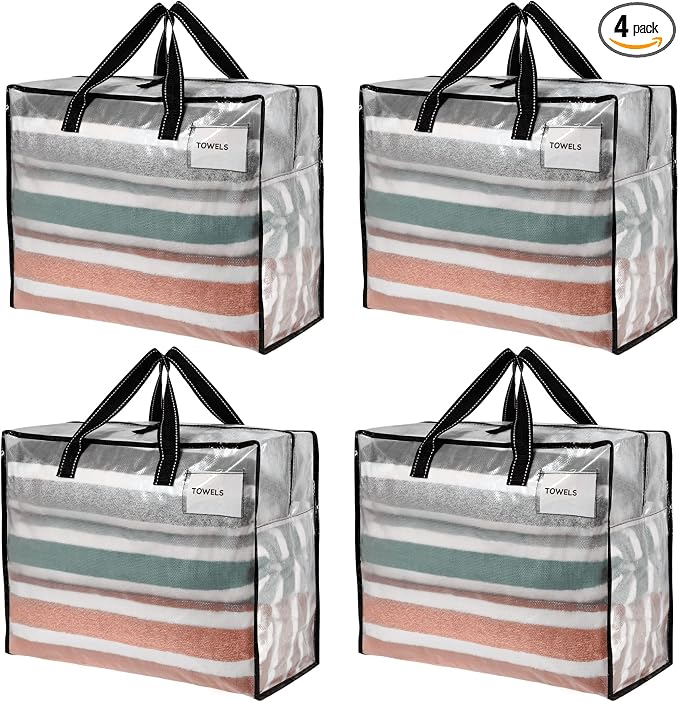 VENO 4 Pack Heavy Duty Moving Bags, Storage Bags, Packing Supplies, Top Zipper by Veno
