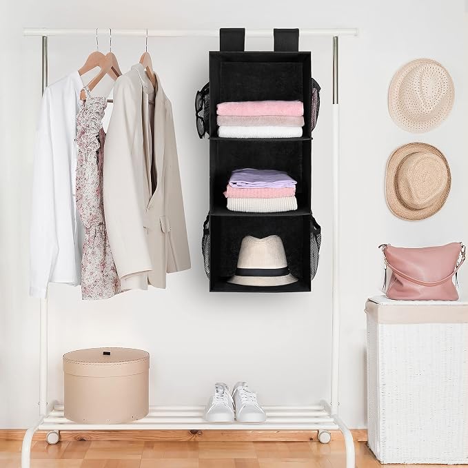 MAX Houser 3-Shelf Hanging Closet Organizers, Collapsible Closet Hanging Shelves - Image 2