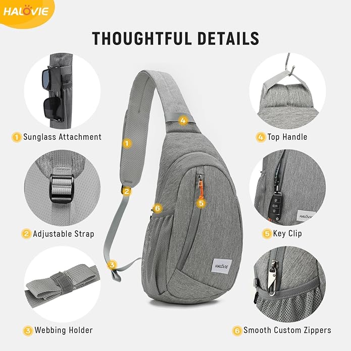 HALOVIE Anti Theft Crossbody Sling Bag RFID Travel Sling Backpack Lightweight - Image 5