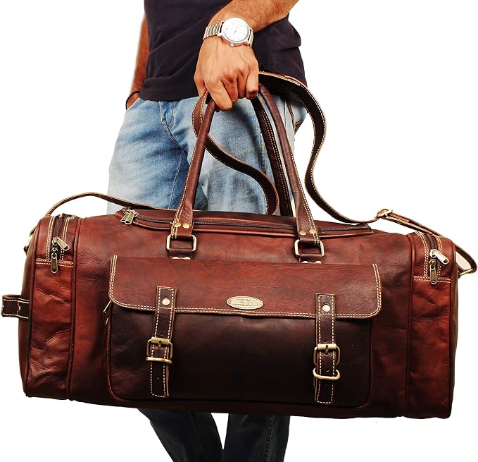 Men’s Gym Sports Overnight Weekender Bag Leather Travel Bags - Image 4