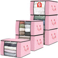 Fab totes 6 Pack Clothes Storage, Foldable Thick Fabric Blanket Storage Bags by Fabtotes