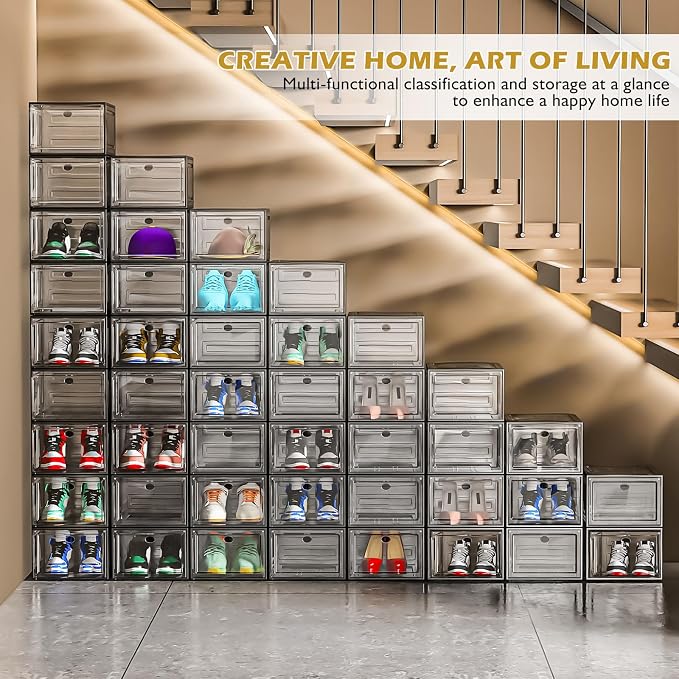 12 Pack Clear Shoe Storage Organizer - Image 2