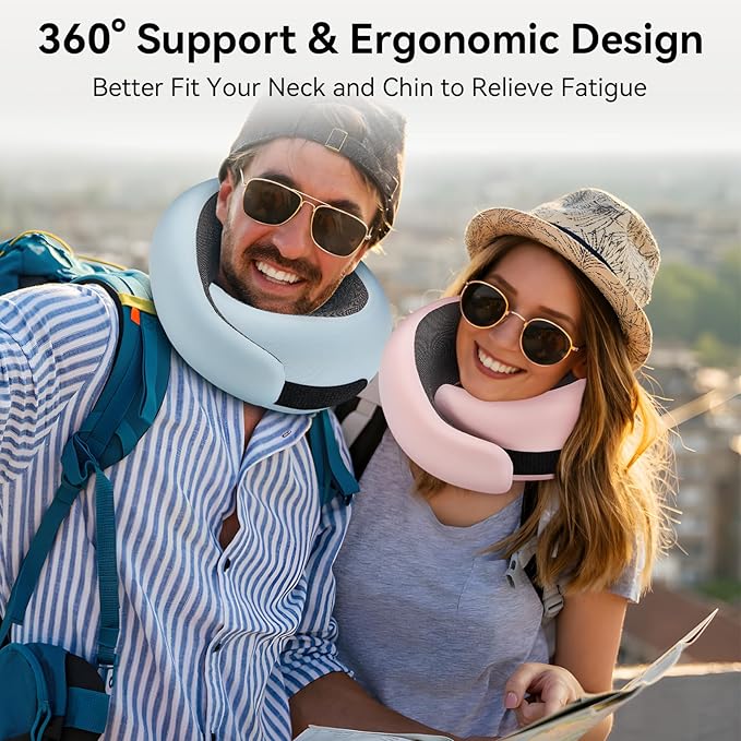 WANDER PLUS® Travel Pillow, 100% Pure Memory Foam Travel Neck Pillow Airplane - Image 5