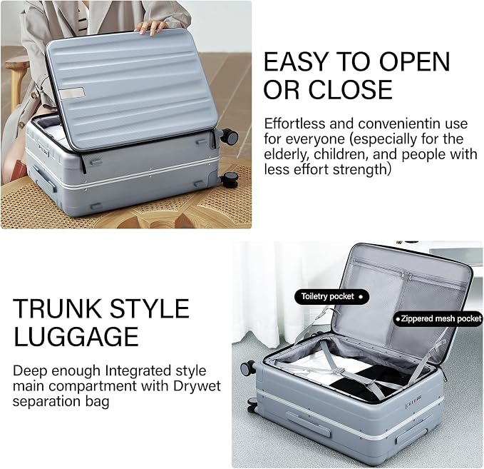 Hanke 26 Inch Large Checked Luggage PC Hard Shell Luggage Top Opening Travel - Image 4