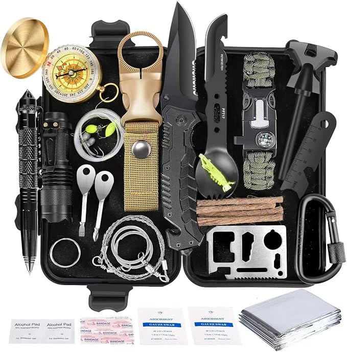 Survival Kit 35 in 1, First Aid Kit, Survival Gear, Christmas Birthday Gifts by Angieast