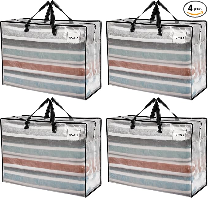 VENO 4 Pack Heavy Duty Moving Bags, Storage Bags, Packing Supplies, Top Zipper by Veno