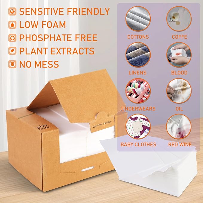 Freelivity Laundry Detergent Sheets, 200 Sheets Lemon Orange - Image 2