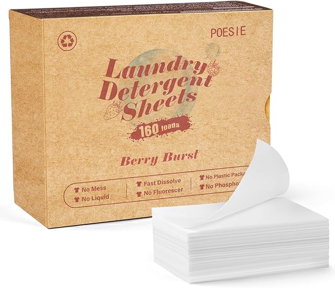 Poesie Laundry Detergent Sheet Berry Burst Scent 160 Sheets No Plastic Jugs No by Poesie