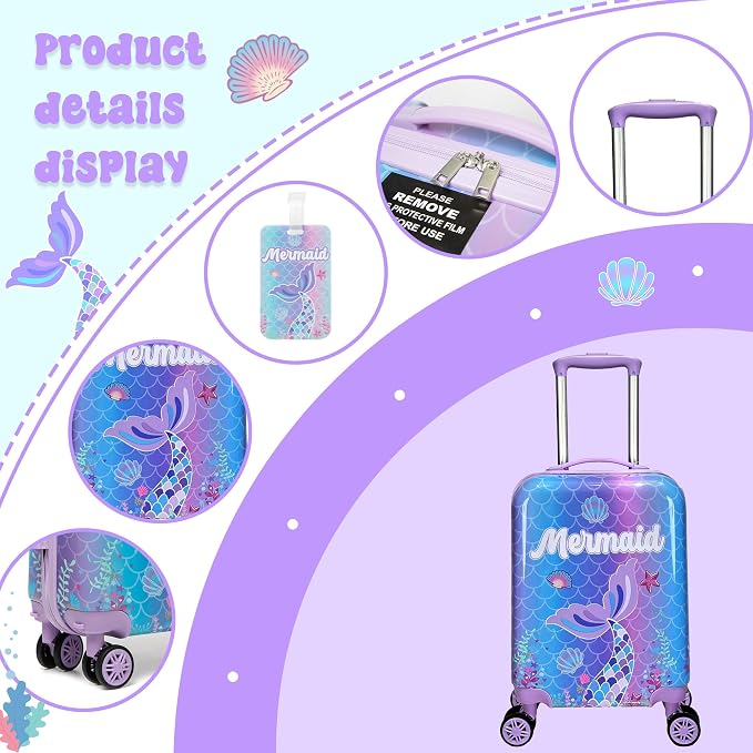 Cute Mermaid Kids Luggage Set 2 piece Kids Suitcase - Image 5