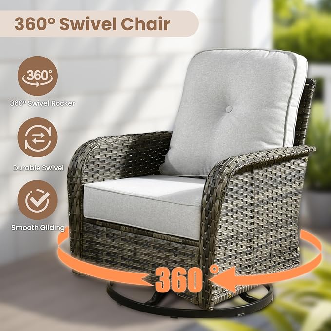HOOOWOOO Patio Furniture Set, 7 Pieces Outdoor Conversation Set, All Weather - Image 2