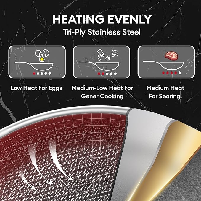 COOKER KING Stainless Steel Cookware Set, Pots and Pans Set Non Stick, Hybrid - Image 3