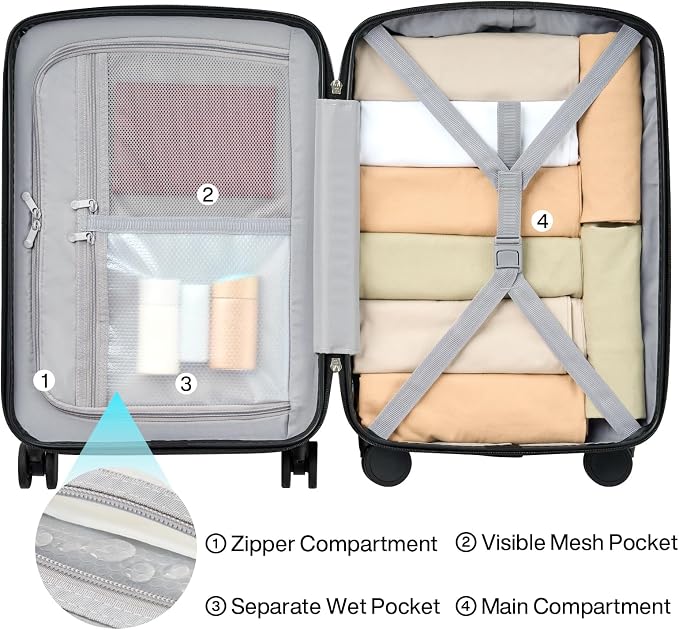 Hanke Hard Shell Luggage Sets 2 Pieces, Carry On and Checked Luggage Sets - Image 6