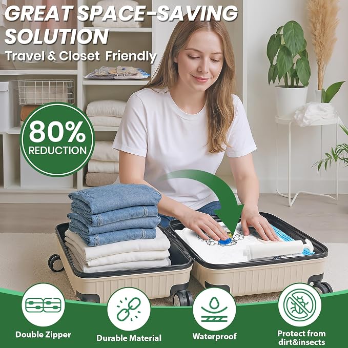 Vacuum Storage Bags, Comforters, Pillows-4 Jumbo+4 Large+4 Medium+4 Small+4 - Image 2