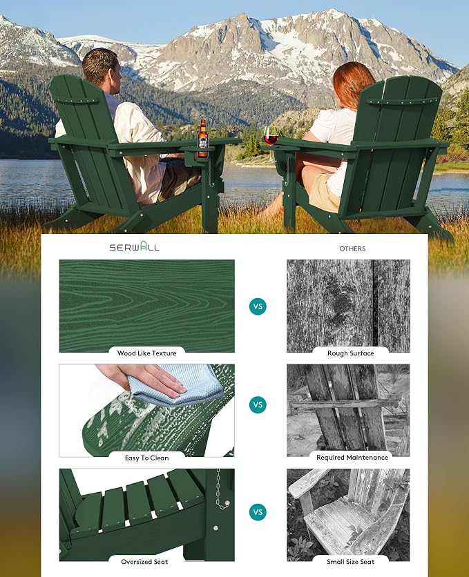 SERWALL Adirondack Chair with Cup Holders - Image 4