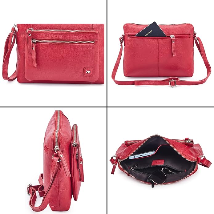 Wise Owl Accessories Small Soft Pebbled Real Leather Crossbody Handbags Purses - Image 6