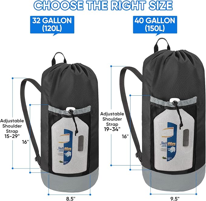 BALEINE 120L Laundry Bag Backpack, 900D Oxford Fabric Large Travel Laundry Bags - Image 2
