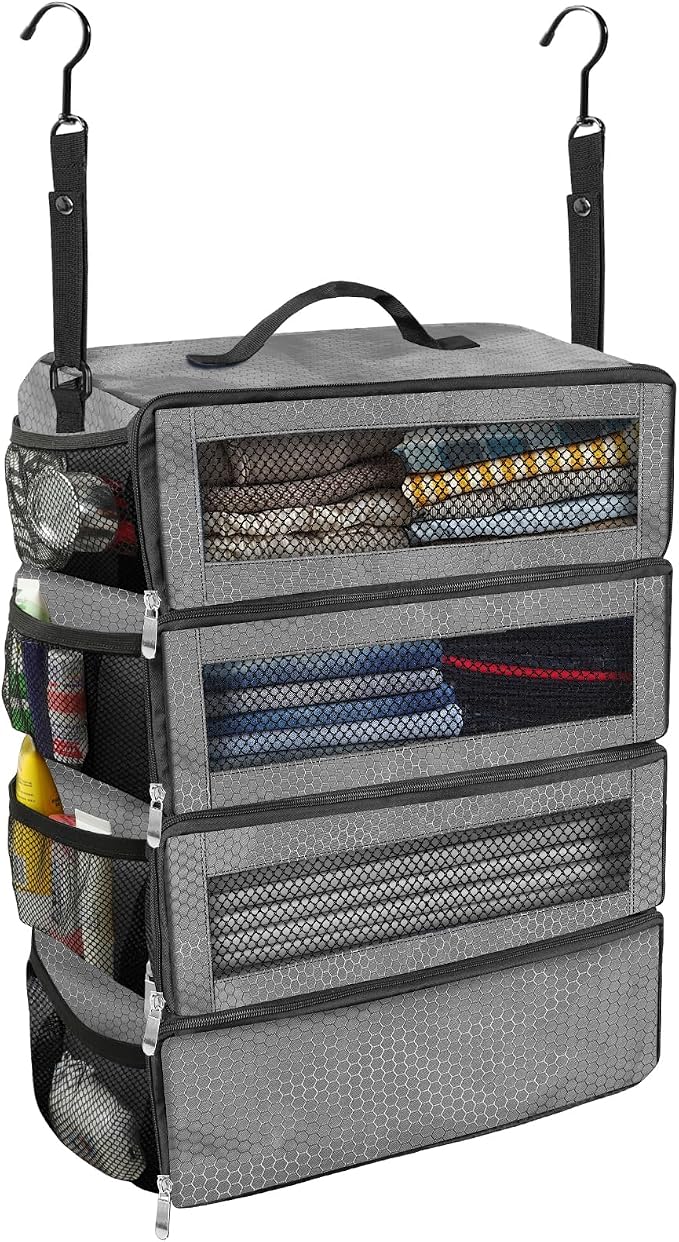 Suitcase Organizer, Travel Luggage Organizer Portable Hanging Travel Shelves by Unknown