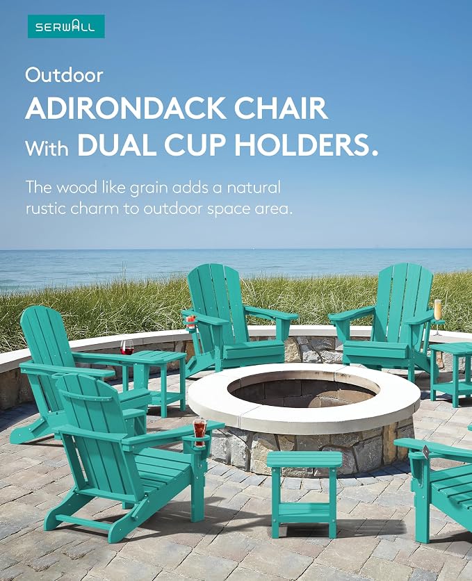SERWALL Adirondack Chair with Cup Holders - Image 6
