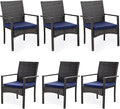 PHI VILLA Outdoor Rattan Dining Chairs Set of 6, Modern Wicker Armchair by PHIVILLAThepioneerofcomfortablehouseholdsupplies