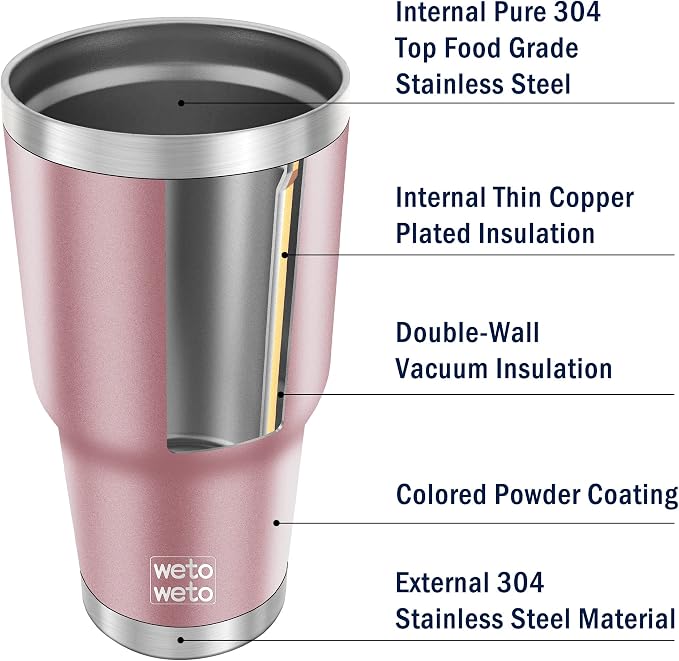 WETOWETO 30oz Tumbler, Stainless Steel Vacuum Insulated Water Coffee Tumbler Cup - Image 5