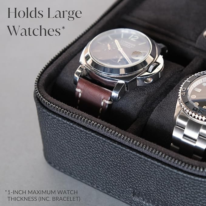 TAWBURY 3 Watch Case for Men – Luxury Leather Watch Travel Case for Men | Black - Image 4