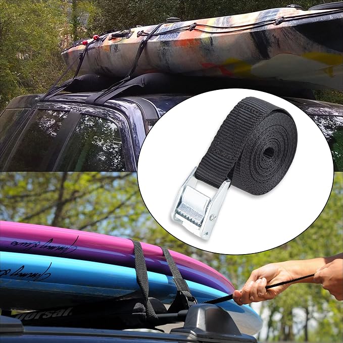 Cartman 1" x 12' Lashing Straps Cargo Tie-Down Strap Up to 600lbs, 16pk in - Image 6