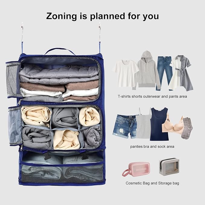 TABITORA Travel Portable Hanging Shelves Closet Organizer Packing Luggage - Image 4