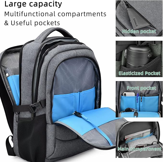 DUSLANG 17 Inch Travel Laptop Backpack Water Resistant College Backpack - Image 2