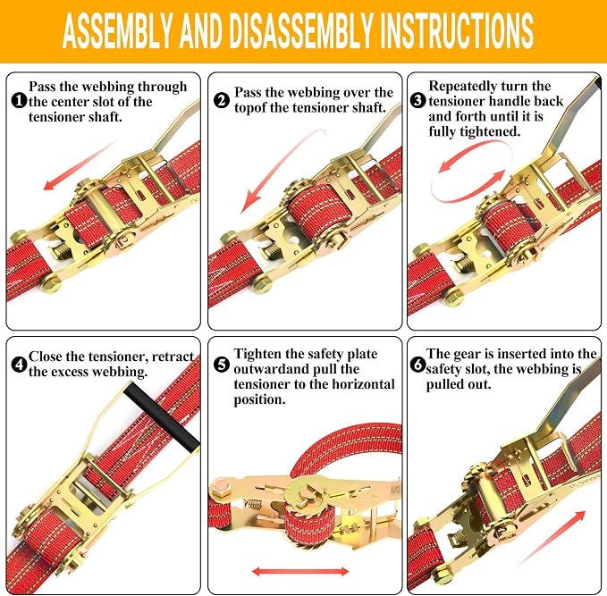 4Pack Heavy Duty Ratchet Straps, 2” 32Ft Ratchet Tie Down Strap, Tie Down - Image 3