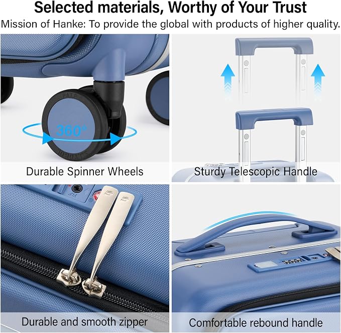 Hanke 24 Inch Luggage with Cup Holder and Charge, Top Opening Hard Shell - Image 9
