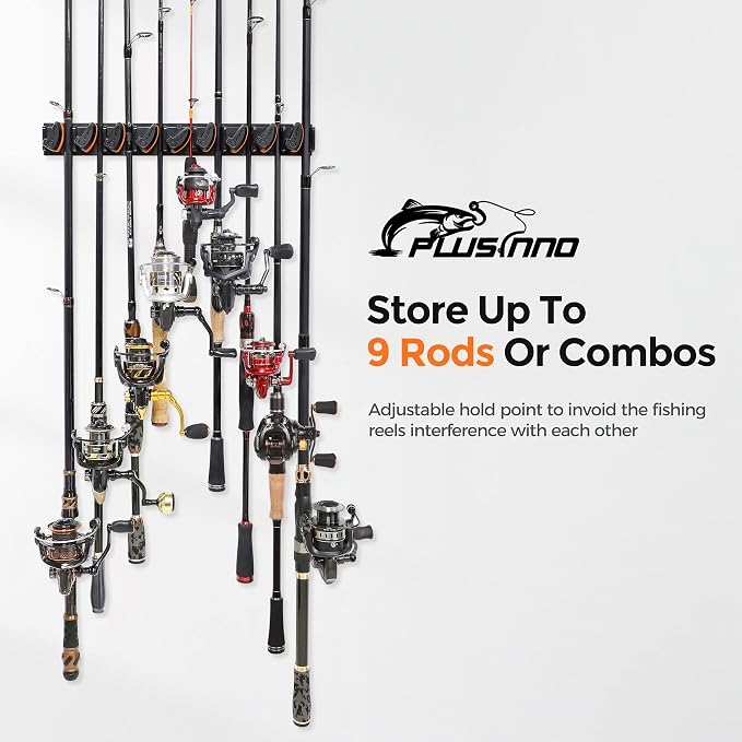 PLUSINNO V9 Vertical Fishing Rod Holders, Wall Mount 4-Pack - Image 2